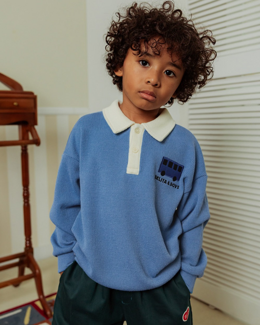 Light Blue Bus Collar Knit Sweater