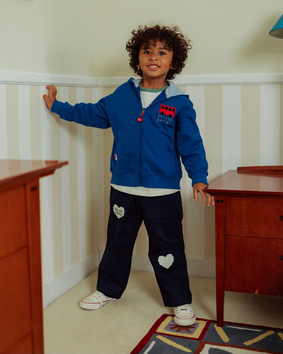 Blue Bus and Truck Zip Up Hood