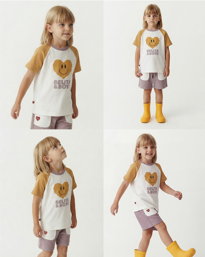 Violet BB Heart Pocket Color Block Waffle Shorts