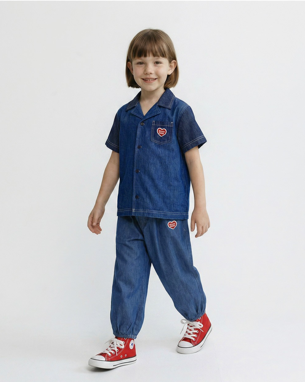 Blue BB Heart Balloon Fit Denim Pants