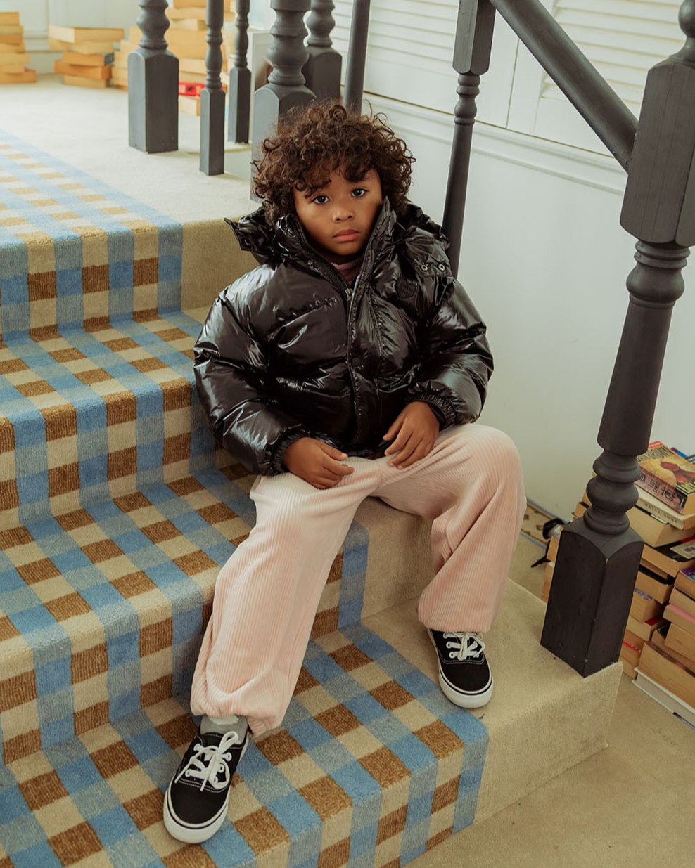 Black Glossy Duck Down Hooded Jumper