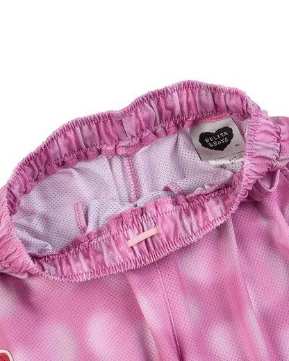 Pink Water Dye Heart Pattern Mesh Jogger