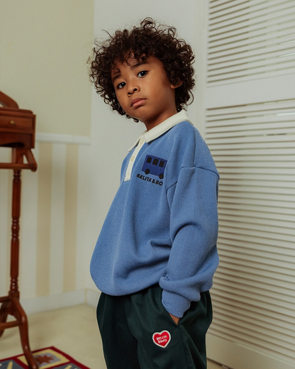 Light Blue Bus Collar Knit Sweater