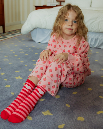 Red Pink BB Heart Stripe Socks