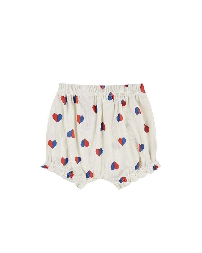 [BABY GIRL SET] Ivory Red Blue Heart Pattern Sleeveless Shorts