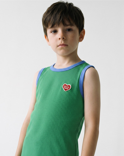 [SET] Green BB Heart Two-Tone Sleeveless One Mile
