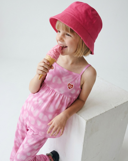 Pink Water Dye Heart Pattern Mesh Jogger