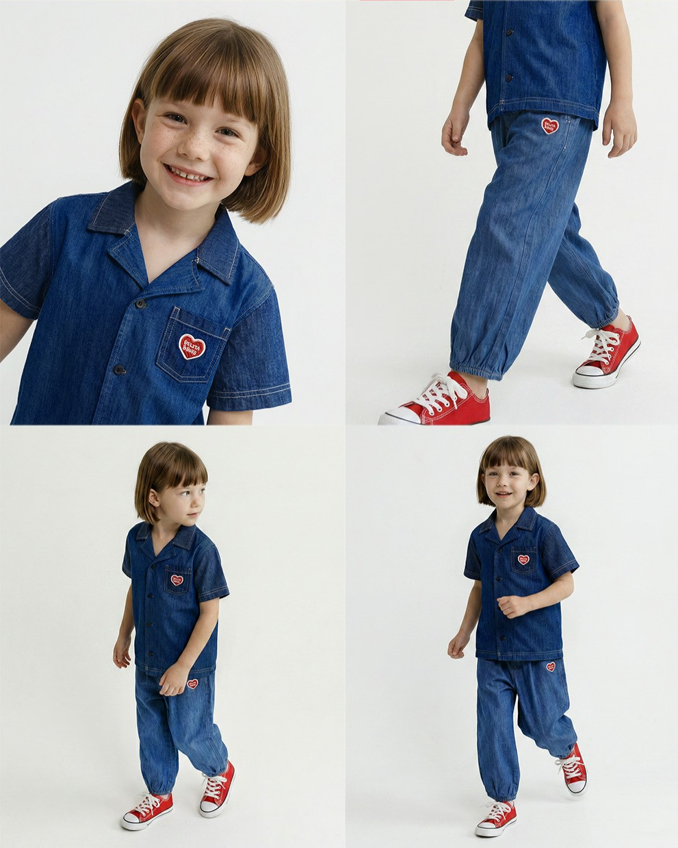 Blue BB Heart Balloon Fit Denim Pants