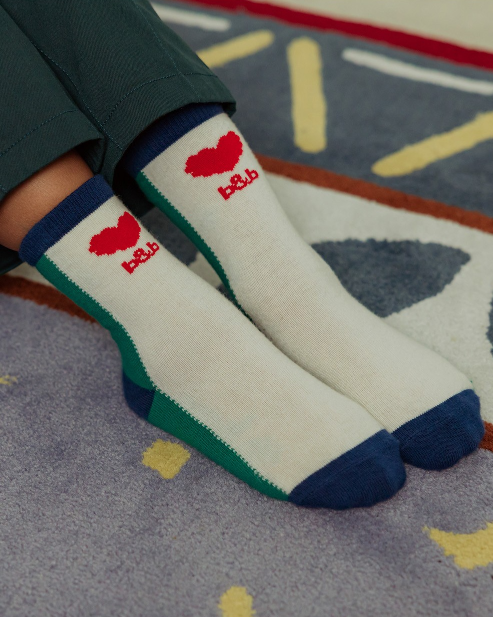 Light Green BB Heart Color Block Socks
